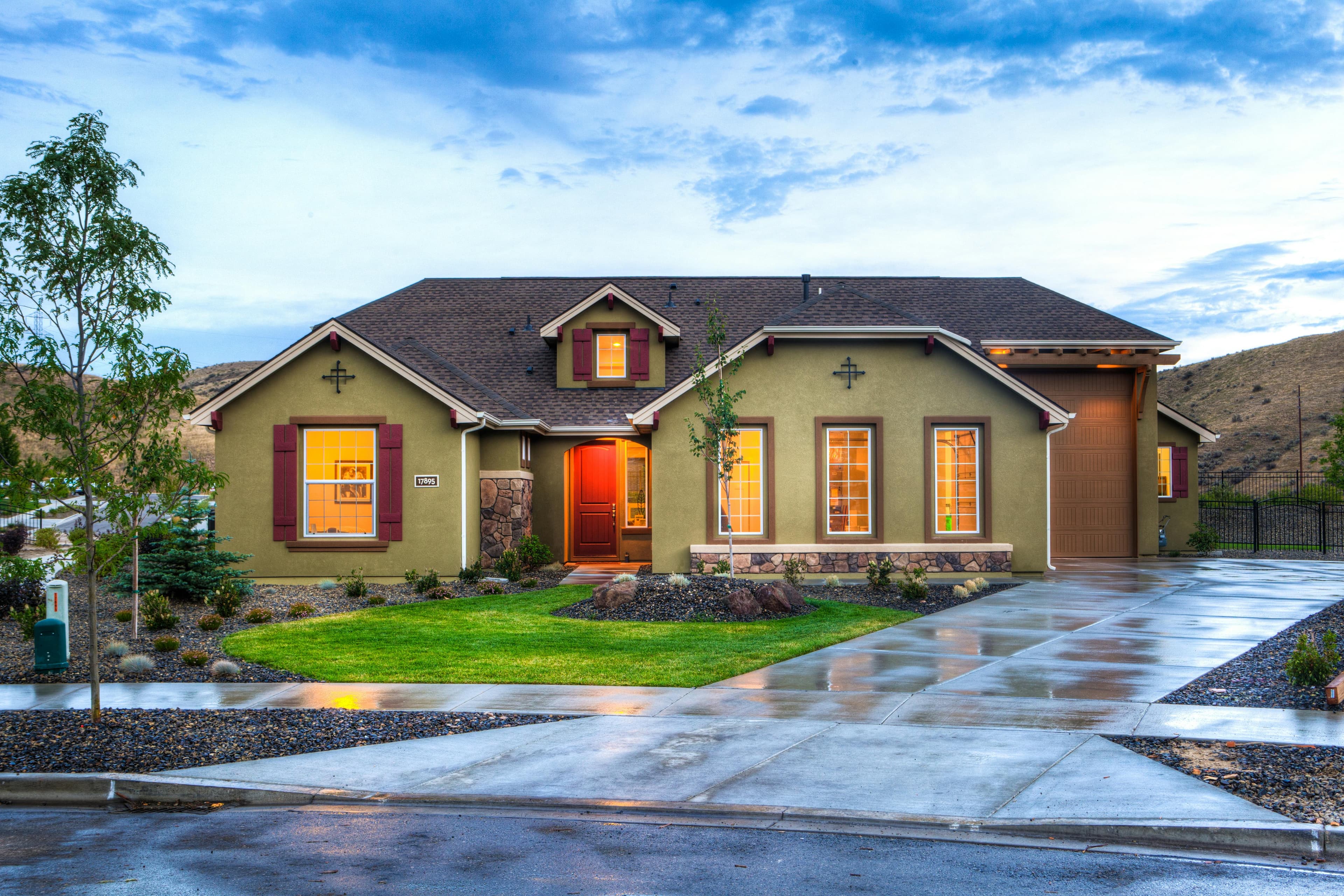 Beautiful homes at sunset